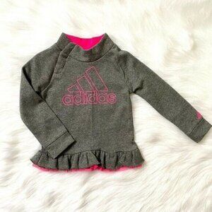 Adidas Gray Pink Glitter Logo Sweatshirt Girls Sz 3T New